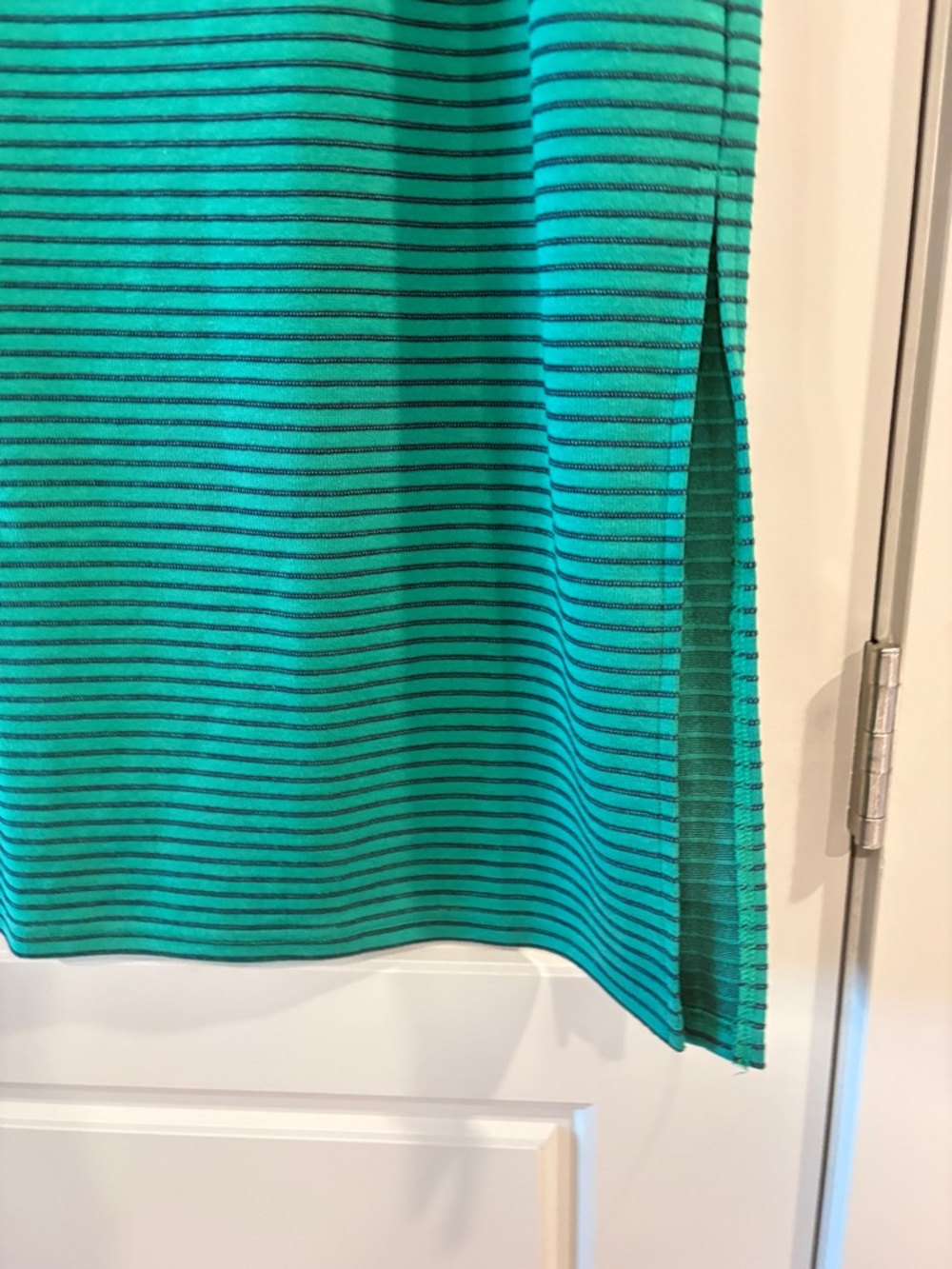 NWT LOFT Green Striped Midi Skirt Side Slit Stretch Career Pencil Skirt Size L - Picture 7 of 9